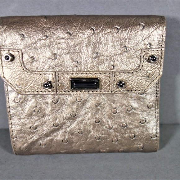 Judith Leiber Ostrich Small Wallet Platinum NEW - Picture 2 of 11
